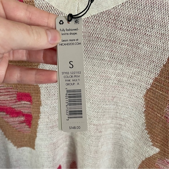 NWT NIC+ZOE Floral Sweater Lightweight Pink Multi Size Small - Picture 7 of 9